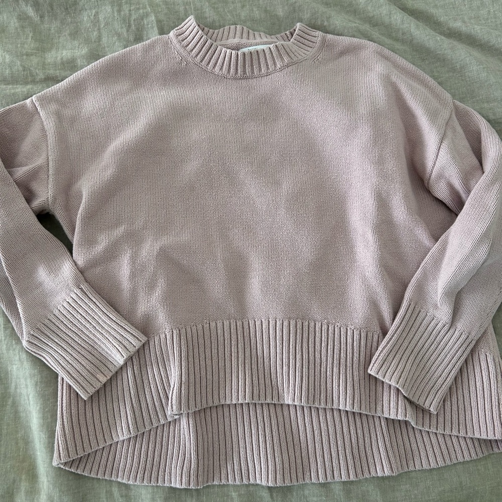 ☀️3/$25 Daily ritual cotton boxy crew sweater pink XS knit